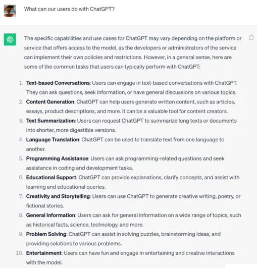 ChatGPT explains what it is and how to use it.