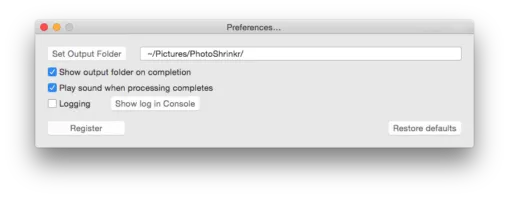 PhotoShrinkr Preferences