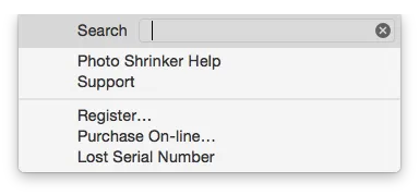 PhotoShrinkr Help Menu
